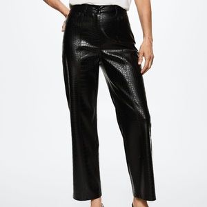 Mango Crocodile faux-leather pants